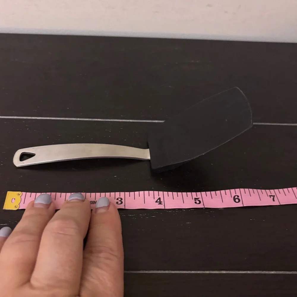 Norpro‎ Mini Spatula 18/10 Stainless Steel Black Silicone Turner 7.5 Inch Small